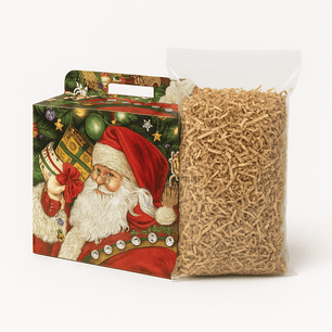 KIT SPECIALE NATALE – Strenna Babbo natale + 5 kg Truciolo avana (Non Personalizzato) - M3 packaging store