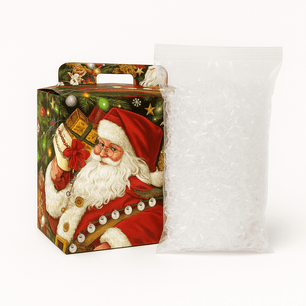 KIT SPECIALE NATALE – Strenna Babbo Natale + 5 kg Truciolo Trasparente (Non Personalizzato) - M3 packaging store