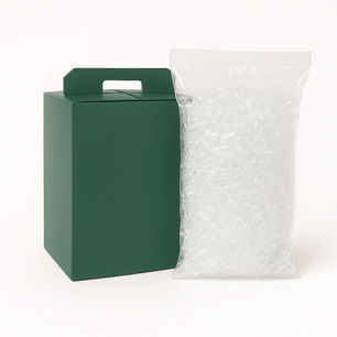 KIT SPECIALE NATALE – Strenna Verde + 5 kg Truciolo Trasparente (Non Personalizzato) - M3 packaging store