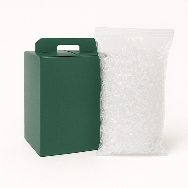 KIT SPECIALE NATALE – Strenna Verde + 5 kg Truciolo Trasparente (Non Personalizzato) - M3 packaging store