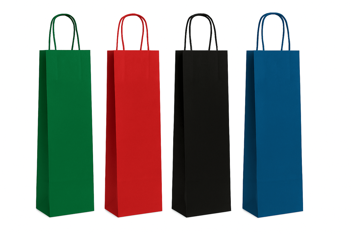 Shopper bottiglia maniglia ritorta colorata - M3 packaging store